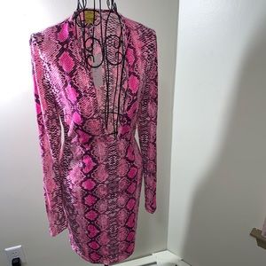 Neon Fuchsia Snake Skin Dress